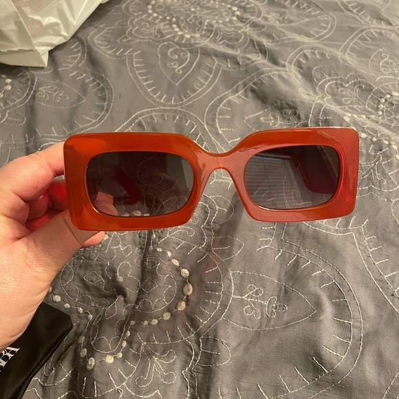 Zara Bold Red Sunglasses new pristine perfect condition with case square frame main image 4